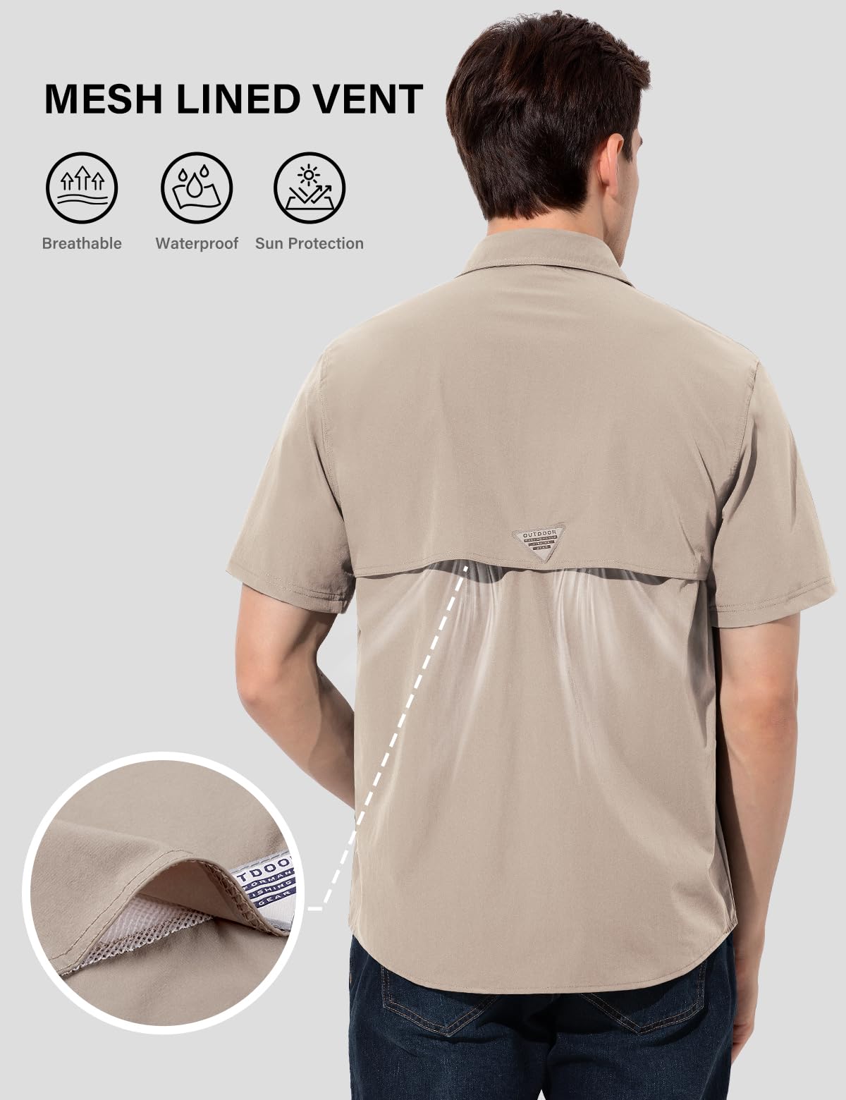 Camicia Safari da Uomo Lavoro Maniche Corte Sportiva Camicie da Pesca Escursionismo Outdoor Protezione UV