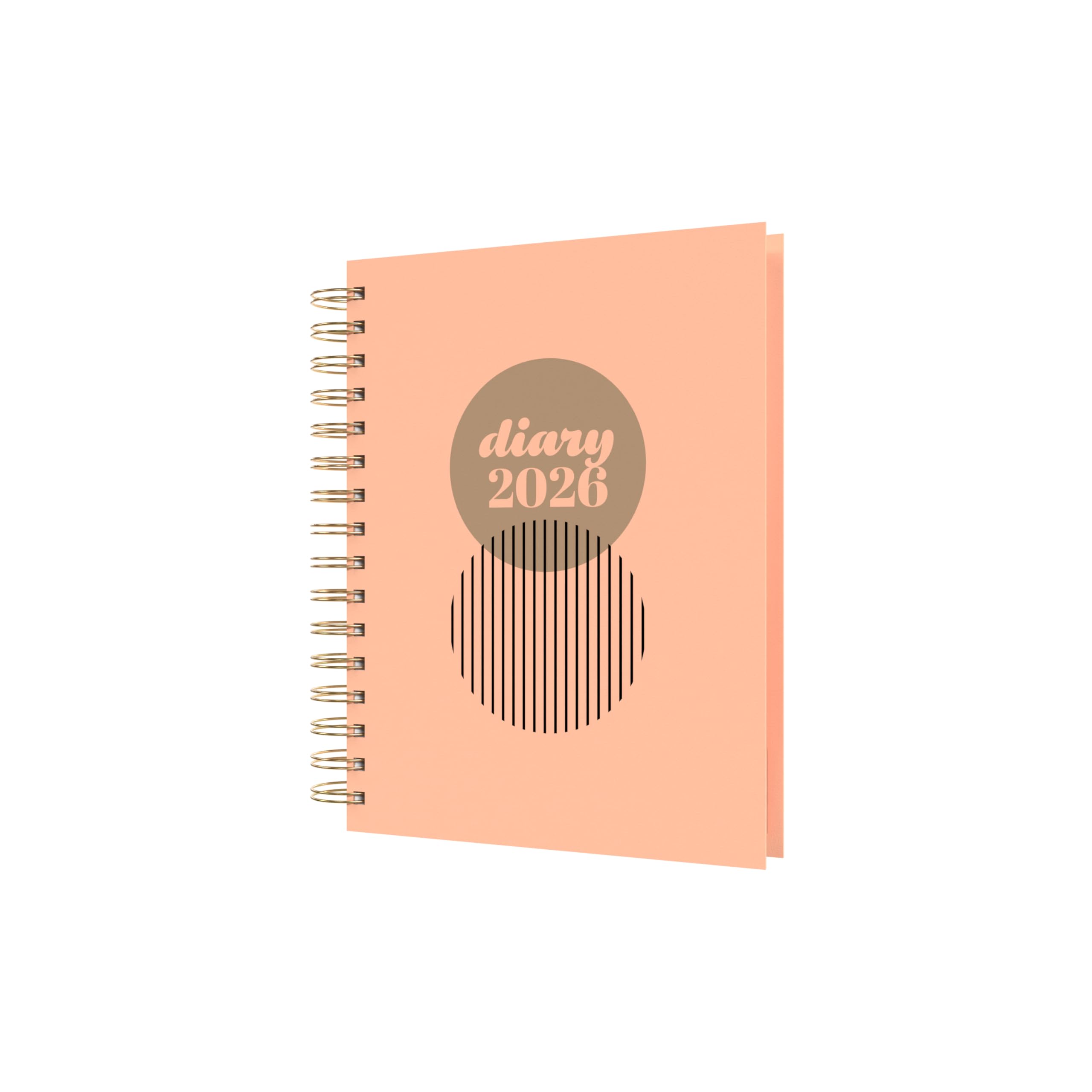 Collins - Scandi - 2026 12 Month Calendar Year Planner, Day-To-Page with 1/2 Hourly Appointments Diary, A5 Wiro Bound Hard Cover - Peach (E-PW51.51-26)
