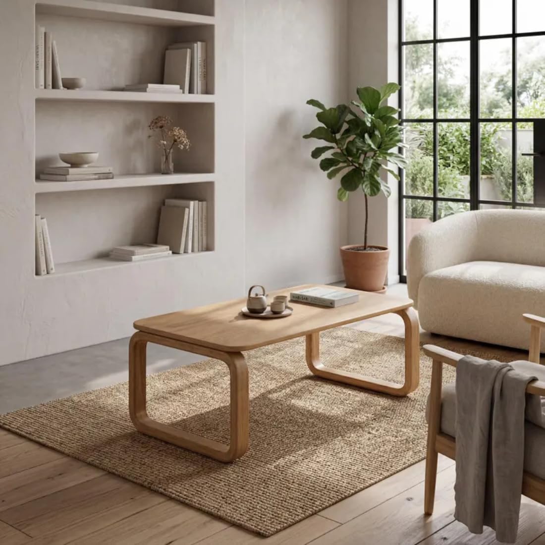 Wooden Expert Aesthetic Handmade Solid Wood Coffee Table for Living Room Wooden β Modern Oak Wood, Minimalist Mid-Century Design Coffee Table for Living Room Wooden (Walnut) (Big) 2