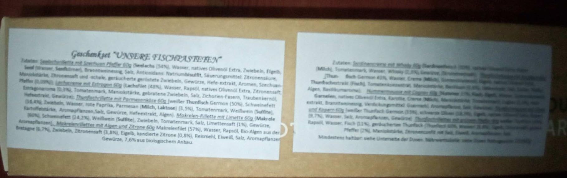 Geschenkbox "Nos Tartinables" 10 Sorten Fischpasteten aus der Bretagne in Geschenkverpackung
