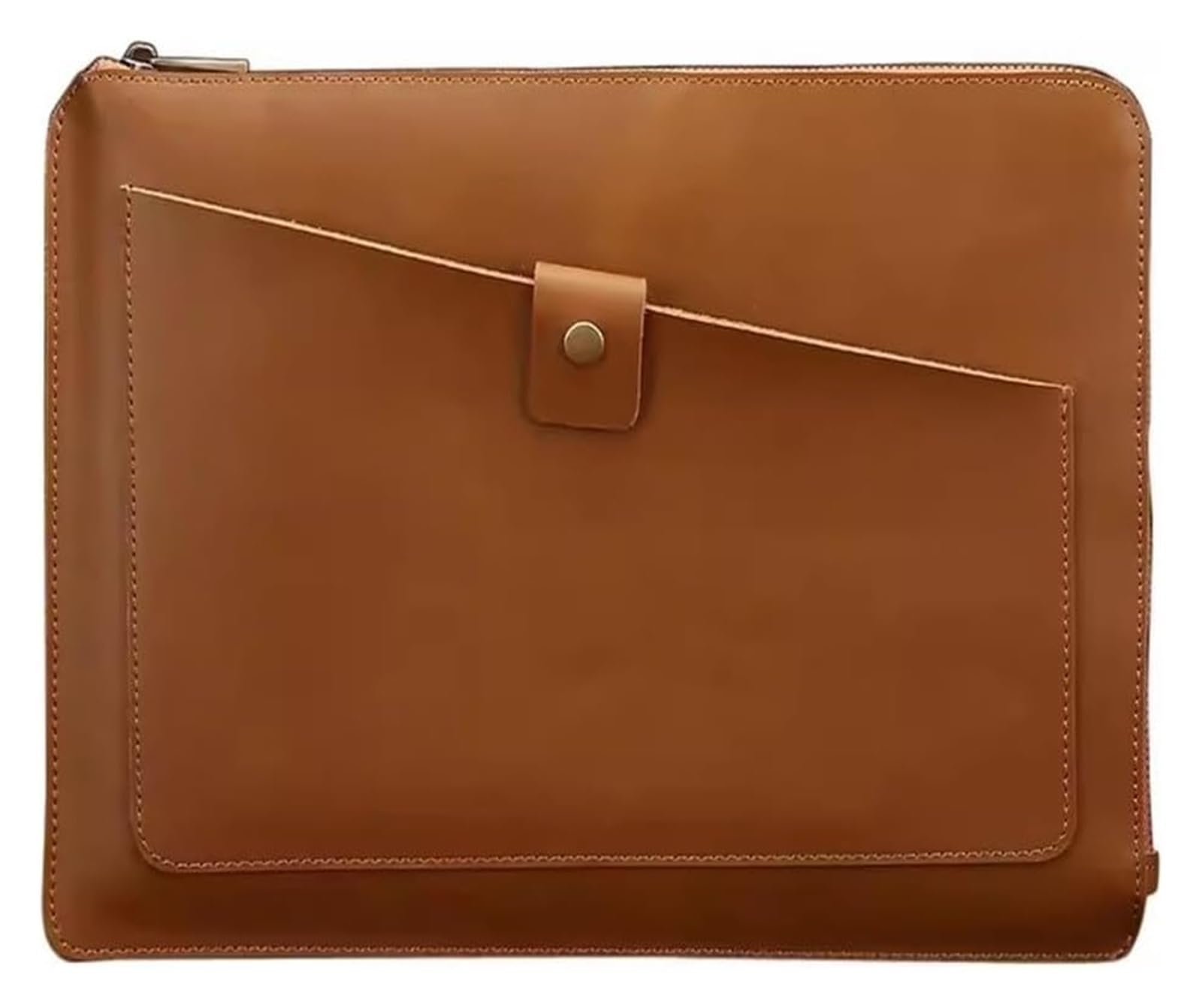 Wodoodporny uchwyt na dokumenty podróżne, Skórzana teczka na dokumenty, kopertówka, zamykana suwak, wielokolorowa, 35,5 x 1 25 cm(Brown)