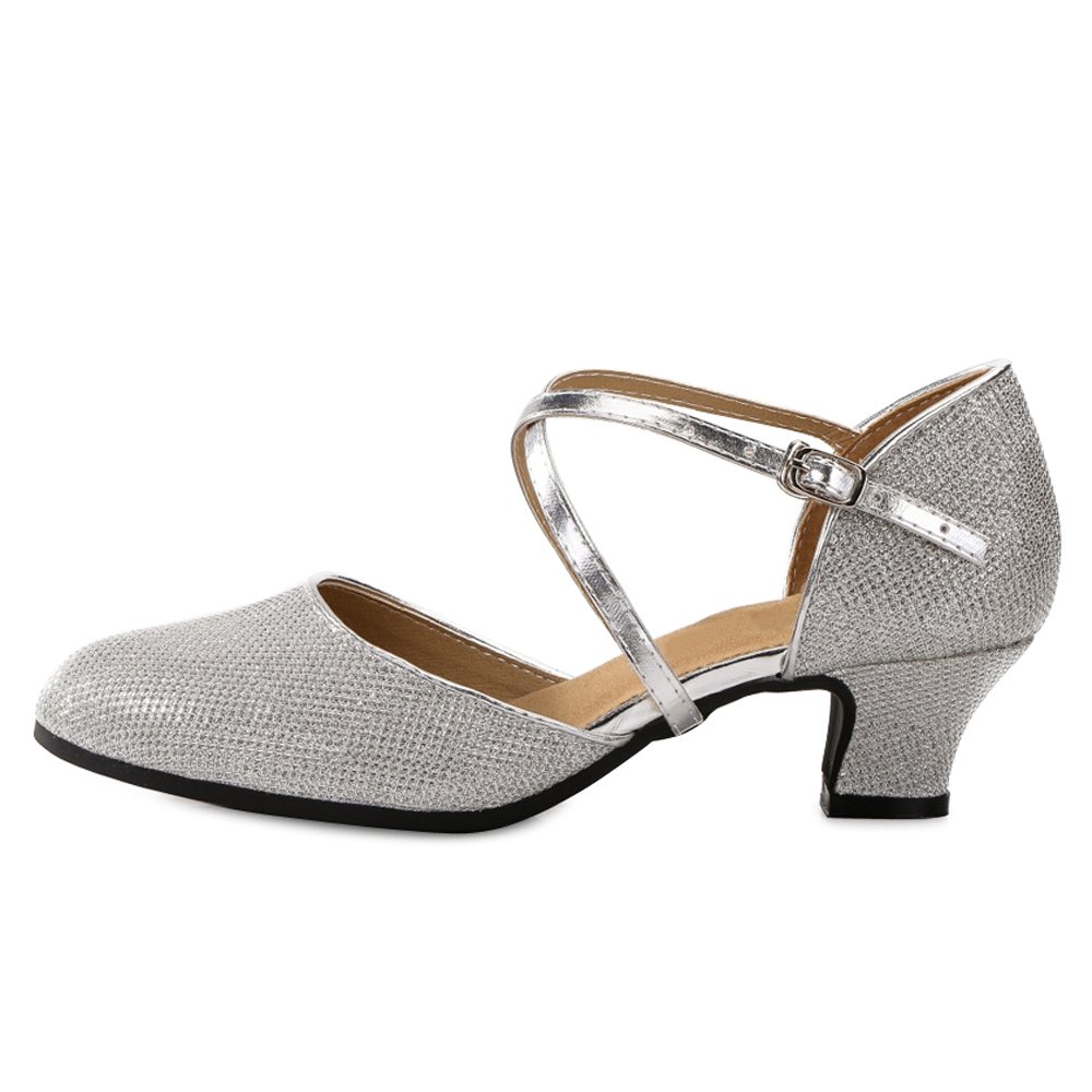 OCHENTA Scarpe da Ballo per Feste Latine da Donna con Tacco Medio Basso, Salsa Tango
