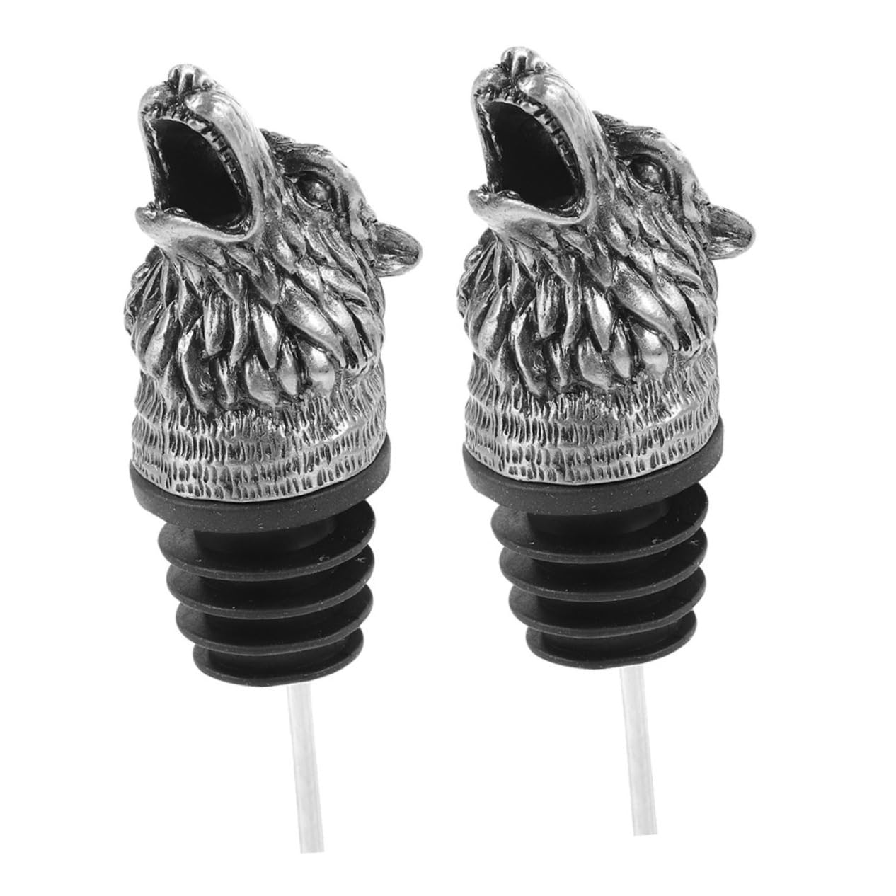 LALADEFIEE 2Pcs Wolf Head Wine Aerator Pourer Spout Zinc Alloy Animal Wine Tool for Home Bar Kitchen Wine Preservation Stylish Antique Finish