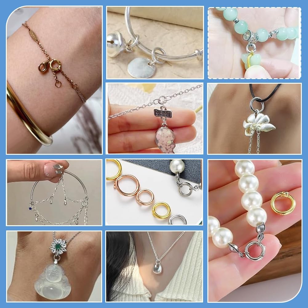 PH PandaHall 8pcs 925 Sterling Silver Jump Rings 6/8/10mm Locking Jump Rings Gold Silver O Rings Jewelry Findings for Necklace Bracelet Jewelry Making Christmas Gift Decoration - Image 5