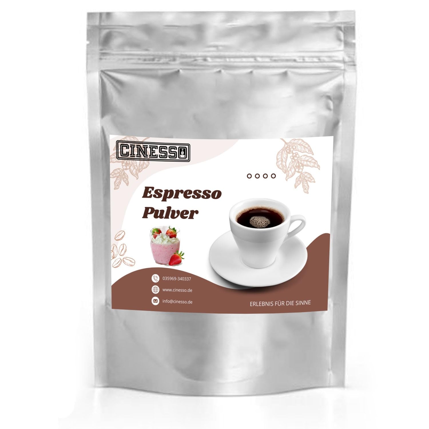 Cinesso Erdbeer Joghurt Espresso Pulver 10 Kg gemahlen, fruchtiger Geschmack, Kaffeepulver, schnelle und einfache Zubereitung, für Kaffeeliebhaber, zum Verfeinern von Desserts