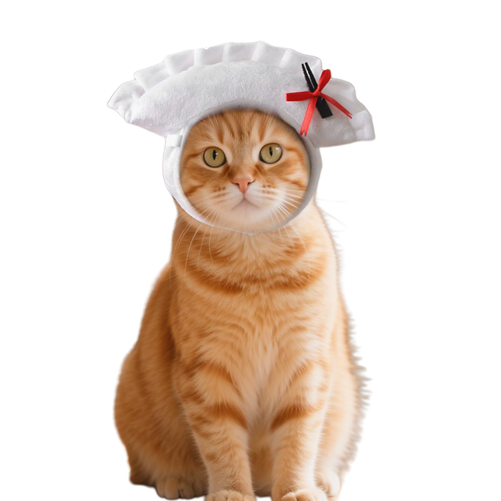 HDKUW Pet Halloween Costume for Cats, Small Dogs Halloween Cat Chef Hat, Doggy Dumpling Cosplay Apparel L