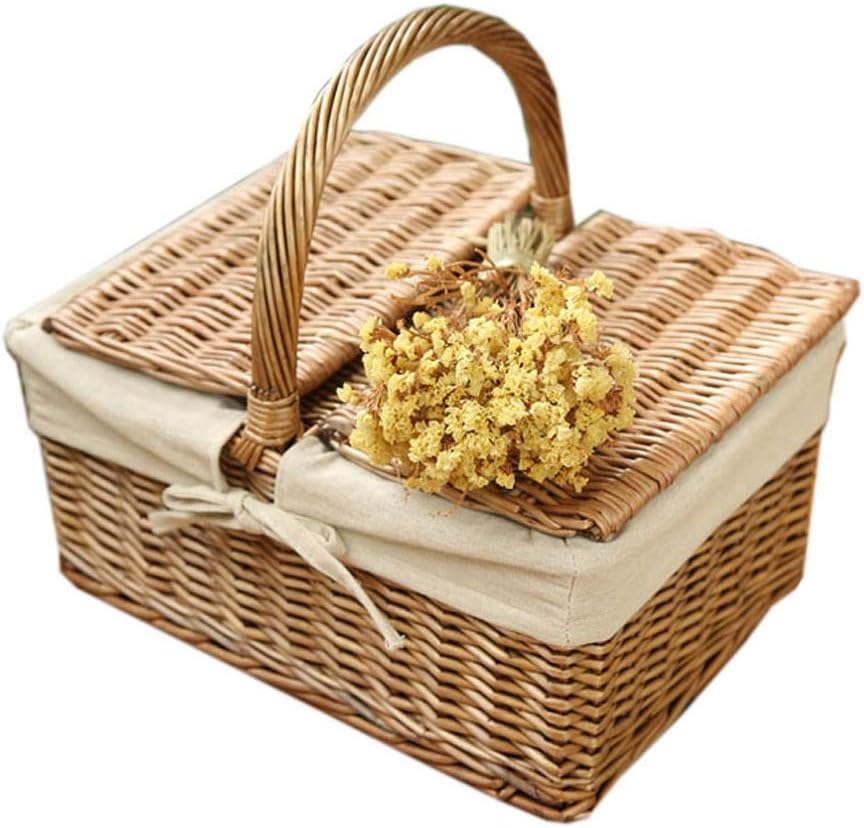 WYYAN HZR Picnic Basket Rattan Flip Picnic Basket
