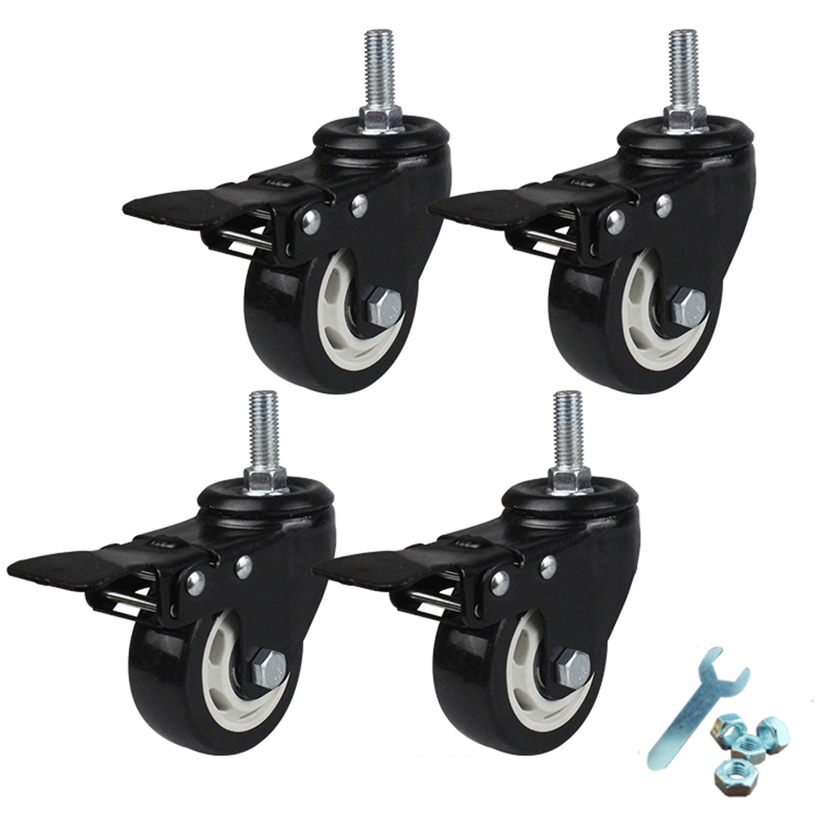 Roulettes pour chariot M12 robustes en polyuréthane pivotantes 75mm avec double roulement à billes