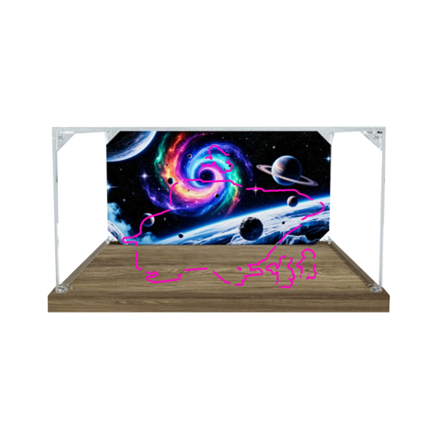 Acrylic Display Case for Le-go 75447 Spaceship Model, Dustproof Display Box (display box only) (background 3mm-B)