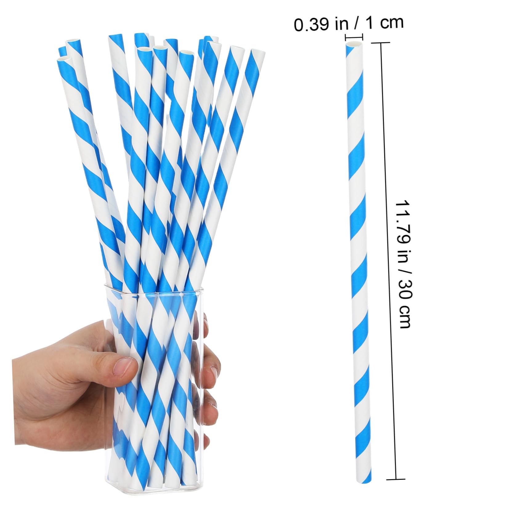 Homoyoyo 150 Baumwollzucker Papierstäbe Kompatibel mit Automatischen Zuckerwattenmaschinen Kommerzielle Verwendung Flexibel für Verschiedene Blau-weiß Gestreift Partyzubehör