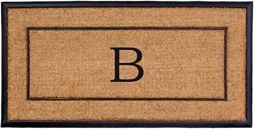Calloway Mills 101632448B 24 x 48 in. The General Monogram Rectangular Doormat Natural & Black - Letter B