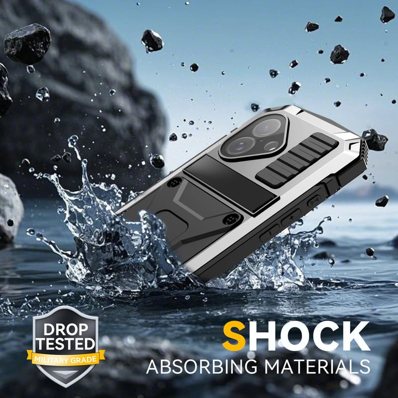 Funda para iPhone 17 para exteriores, IP-54, soporte, protector de pantalla, resistente militar, 360 grados, carcasa de silicona a prueba de golpes, de metal, para iPhone 17 de 6.3 pulgadas