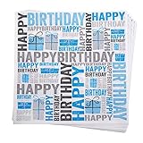 Servietten Happy Birthday in hell-blau & silber-grau