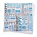 Produktbild Geburtstags-Servietten "Happy Birthday" in Hell-Blau & Silber-Grau - 33x 33cm - 3 lagig - Geburtstags-Deko / Geburtstags-Feier / Tisch-Deko Geburtstag (20 Stück)