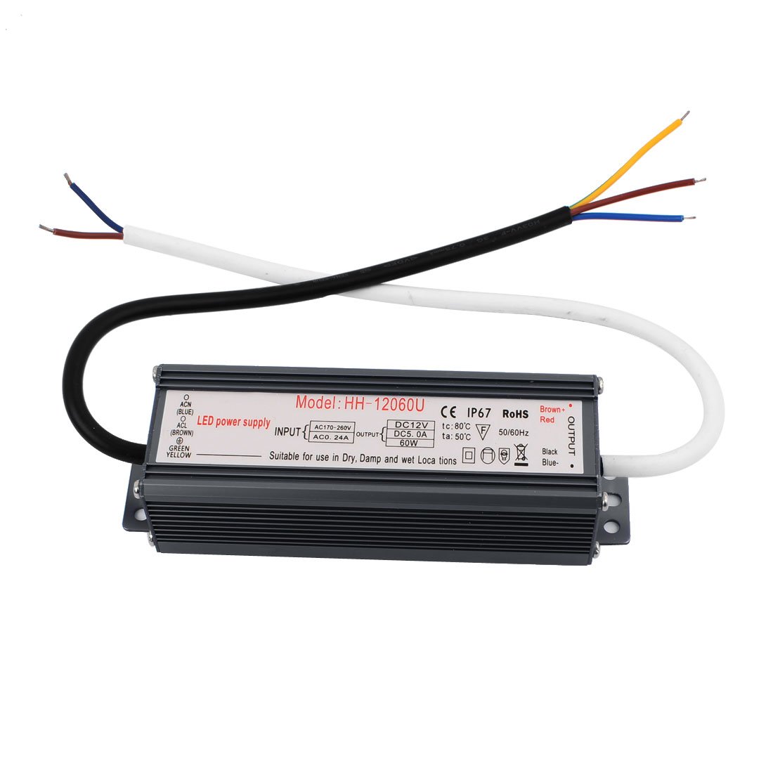 Driver a LED, Adattatore di Alimentazione Driver LED Impermeabile da CA 170-260 V a CC 12 V 60 W