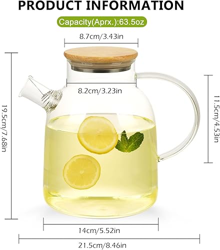 Miniatura 2 de WHJY Tetera de vidrio transparente para cocinar en la estufa, teteras transparentes con infusor para té suelto, tetera para hojas sueltas para agua