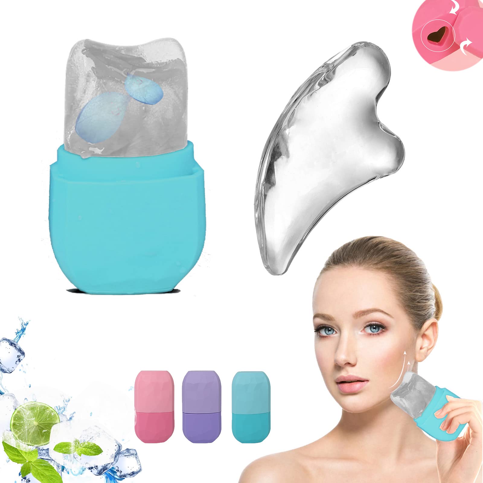 Buy Ice Face Roller Facial Guasha Massage Kit, Cryo Pod Icer Icing Tool