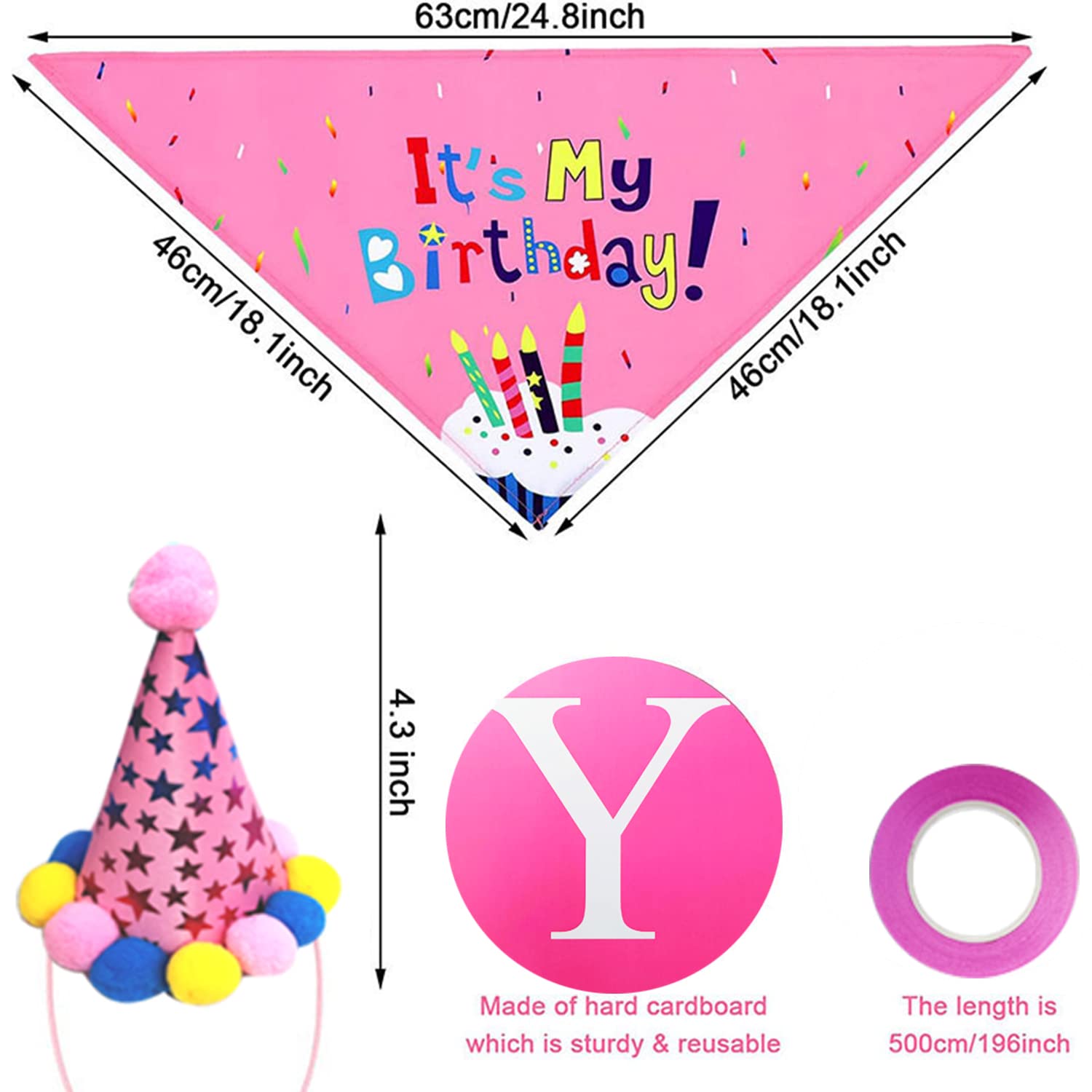 Cappello a bandana per cani Happy Birthday con stampa zampe blu set regalo