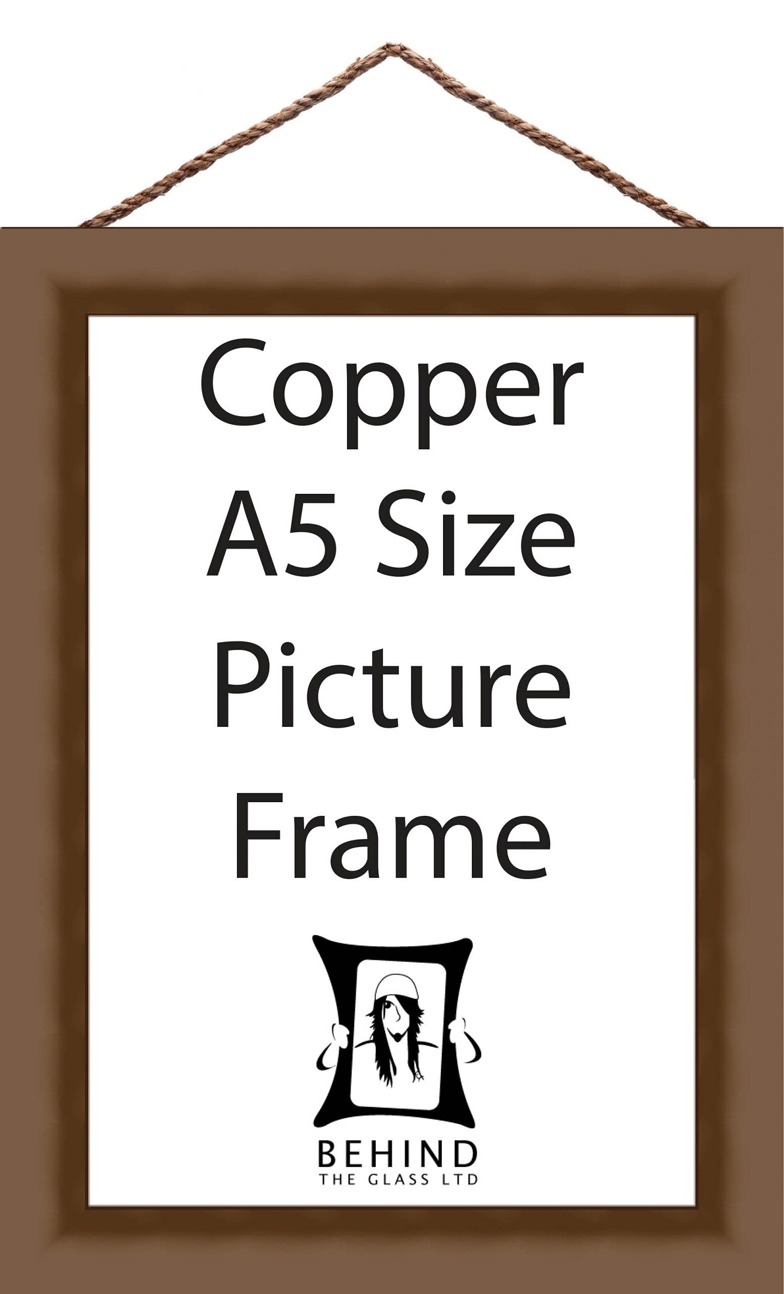 Behind The Glass - Hanging Handmade Copper Wooden Picture/Photo Frame - A5 Size