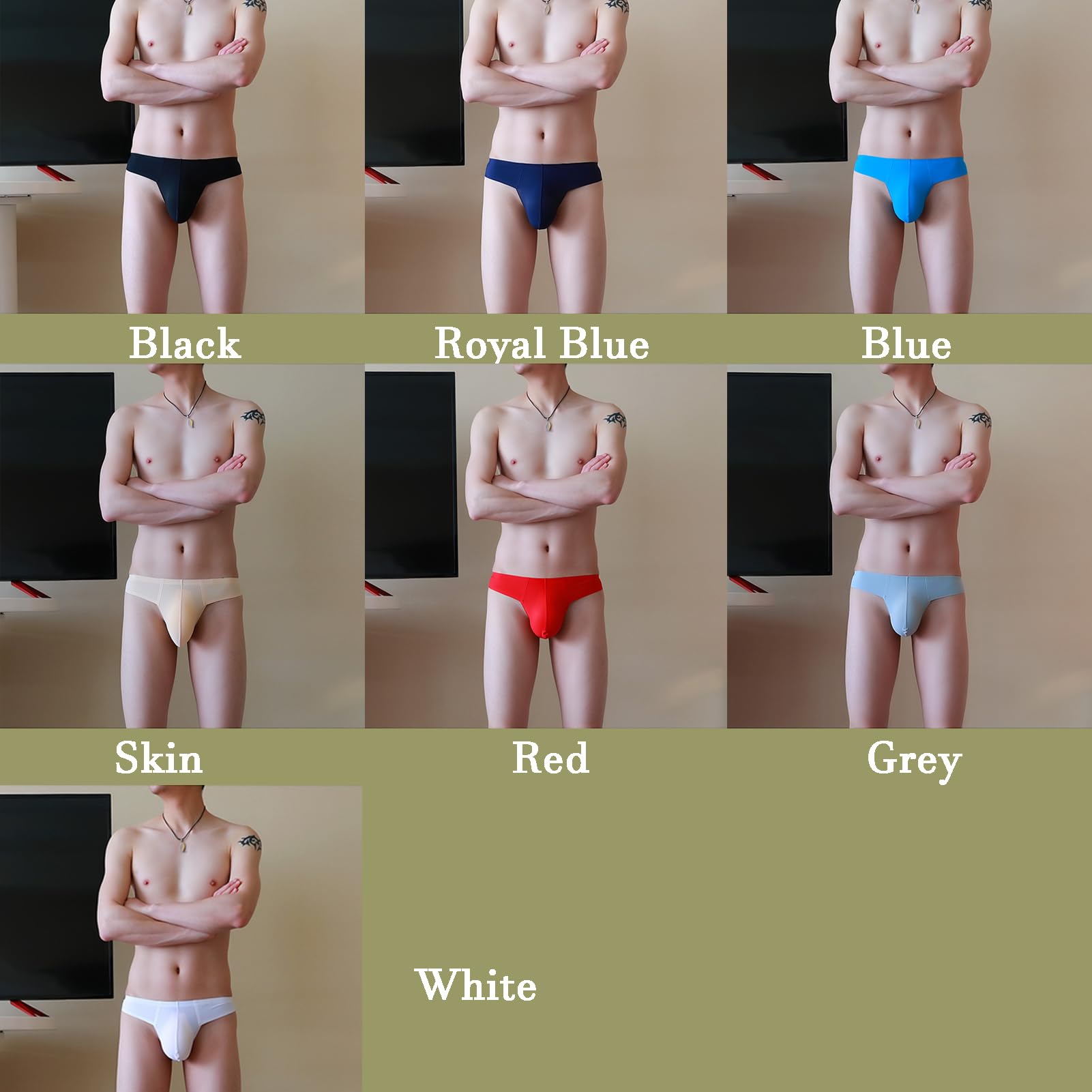 Tanga ultrafina sin costuras de seda de hielo para hombre, sexy, con bolsillos en U, parte trasera en T, bikini de talle bajo