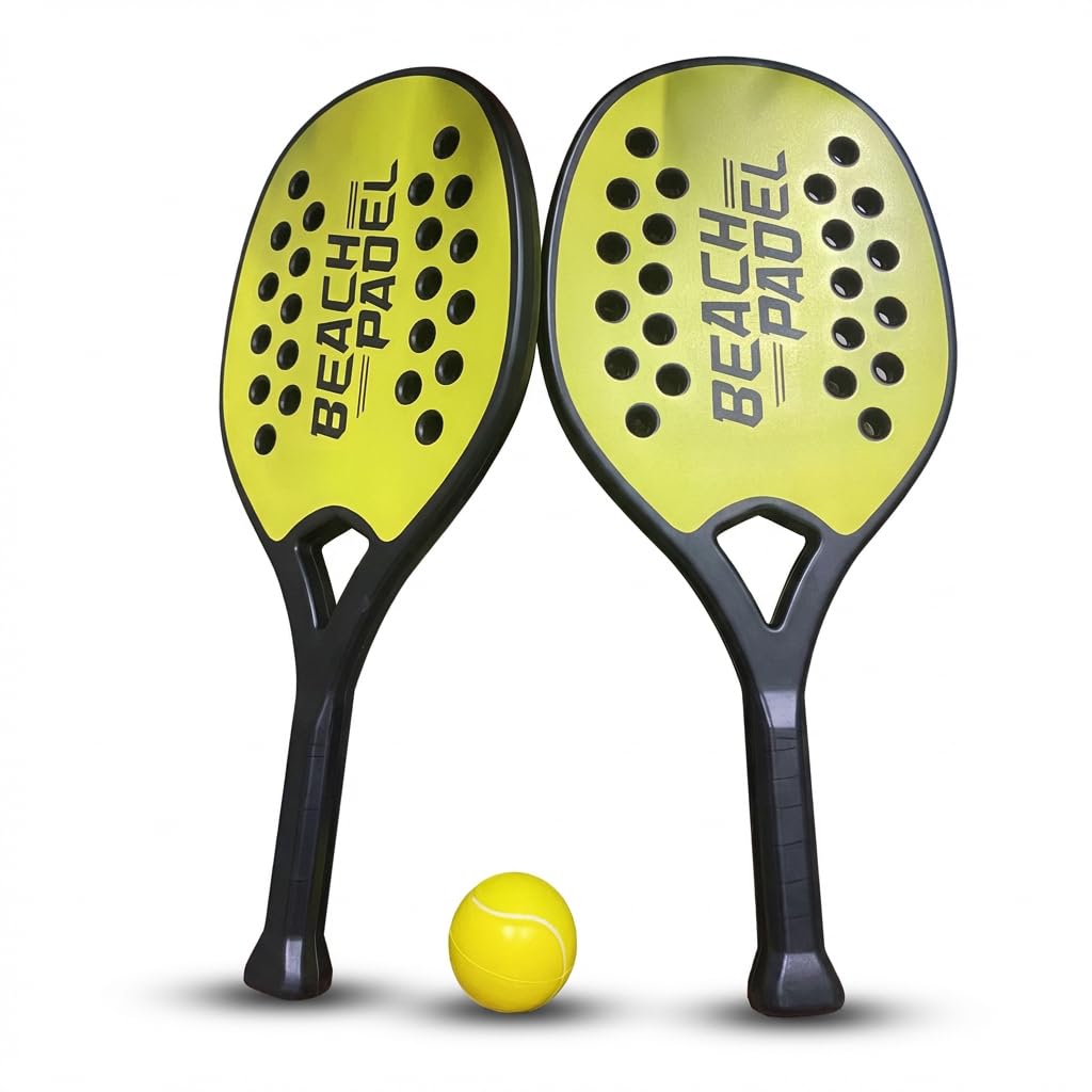 Paire de raquettes de plage pour padel et tennis de plage avec balle souple Set de bois pour la mer, la plage, la piscine, la mer, le jardin, raquettes de plage imperméables