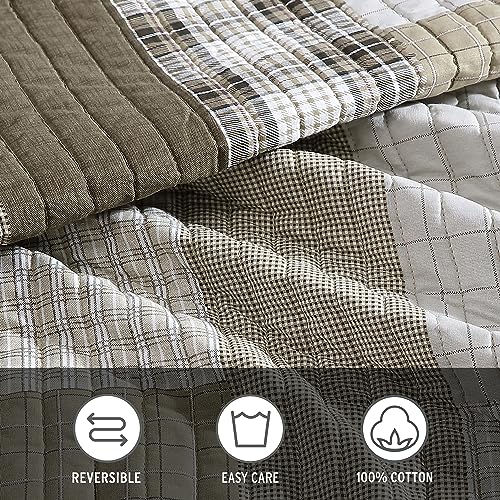 Image of Eddie Bauer - Queen Quilt Set, Cotton Reversible Bedding with Matching Shams, Home Decor for All Seasons (Fairview Sand, Queen)