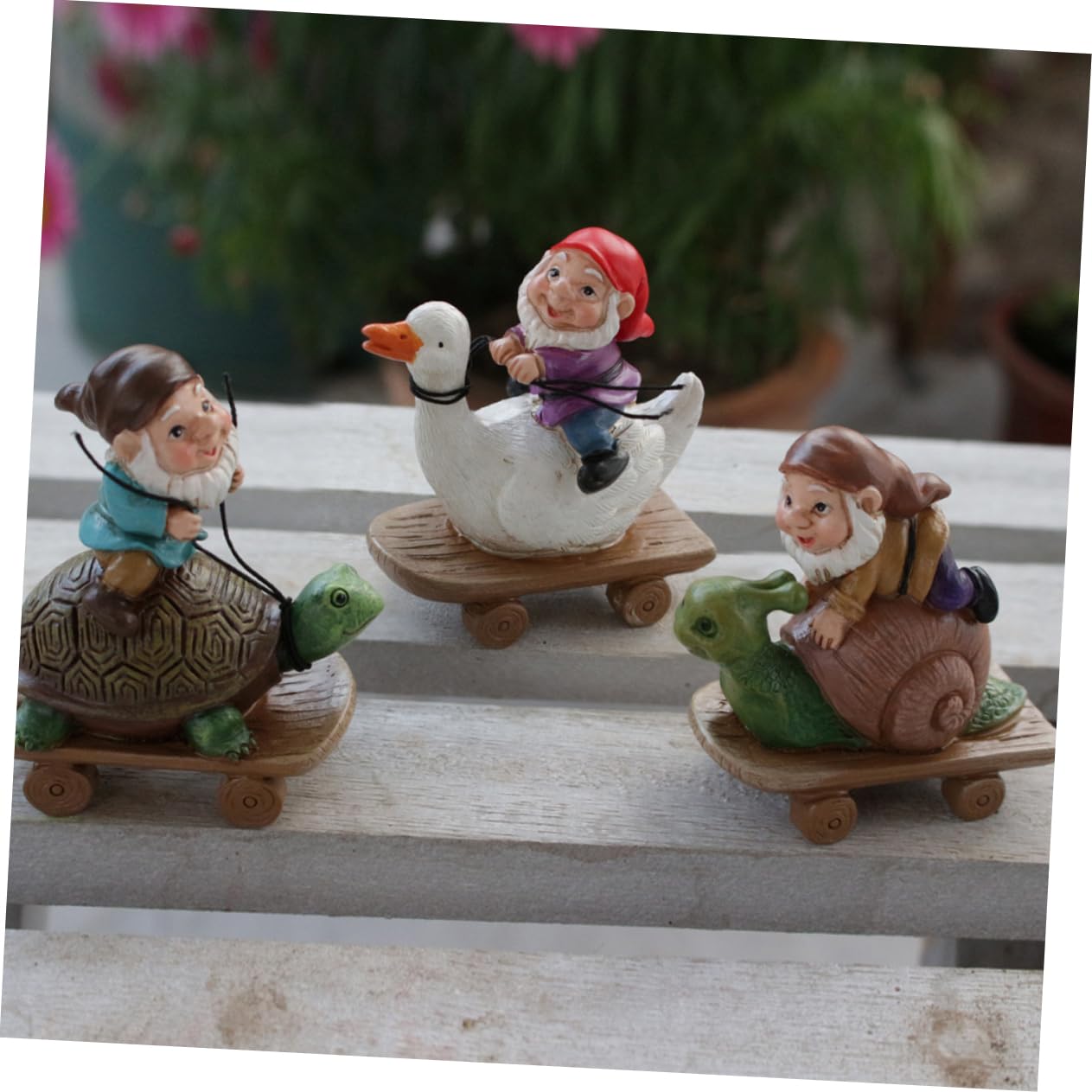 Toyvian 5 zestawów Ozdoby Na Skutery Zabawne Dekoracje Ogrodowe Rzemiosło Z Żywicy Ogrodowej Ozdoby Z Żywicy Ogrodowej 3 sztuki*5