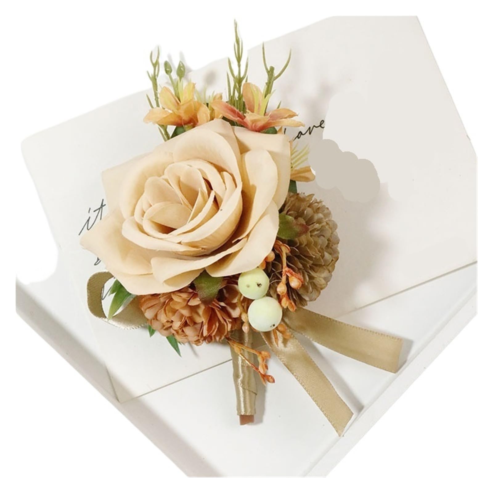 EYZJQSTUV Wedding corsage， Artificial Silk Boutonniere Wedding Corsage Bridesmaid Groom(Boutonniere 06)