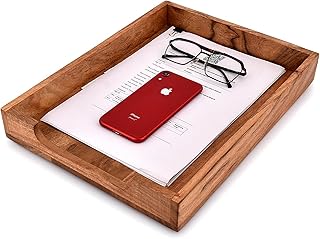EDHAS Letter Trays & Stacking Supports Acacia Wood Desk Document, File Folder, Magazine Holder Tray (14" x 11" x 2")