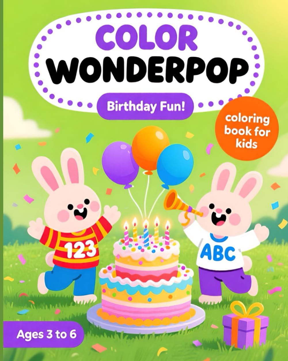 COLOR WONDERPOP - Birthday Fun - Cute and Cozy Coloring Book for Kids Featuring Easy to Color Birthday Illustrations and Adorable Scenes