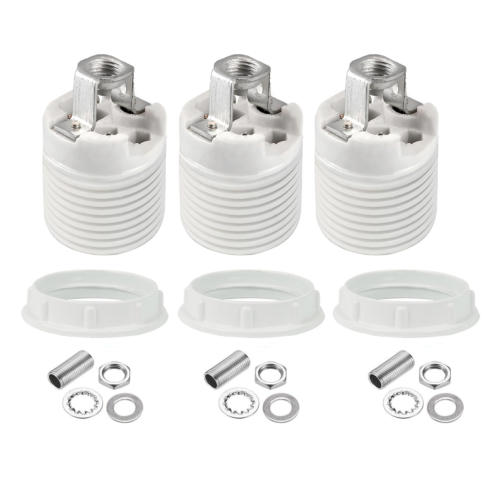 Lamp Shade Rings DiCUNO E26 , Black Light Socket Shade Ring, Aluminum Lamp  Retainer Replacement For Glass Light Fixture Porcelain Socket, Threaded Chandelier  Replacement Parts, image size:1600x1600