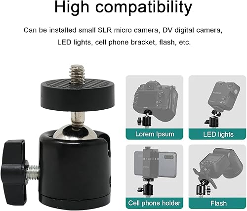 Miniatura 6 de Honbay 1 unids 14 pulgadas a 38 pulgadas 360 giratorio mini cabeza esférica giratoria con tornillo de 14 pulgadas convertidor adaptador tornillo