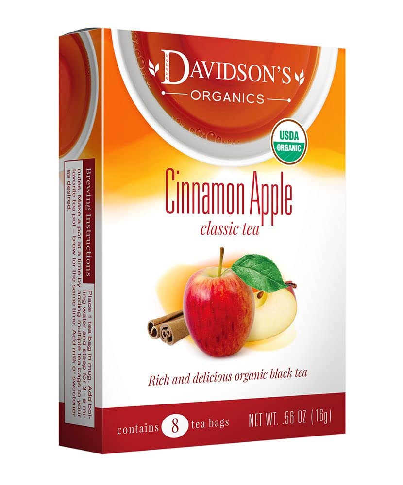 Davidson's Organics, Cinnamon Apple, 8-count Tea Bags, Pack of 12