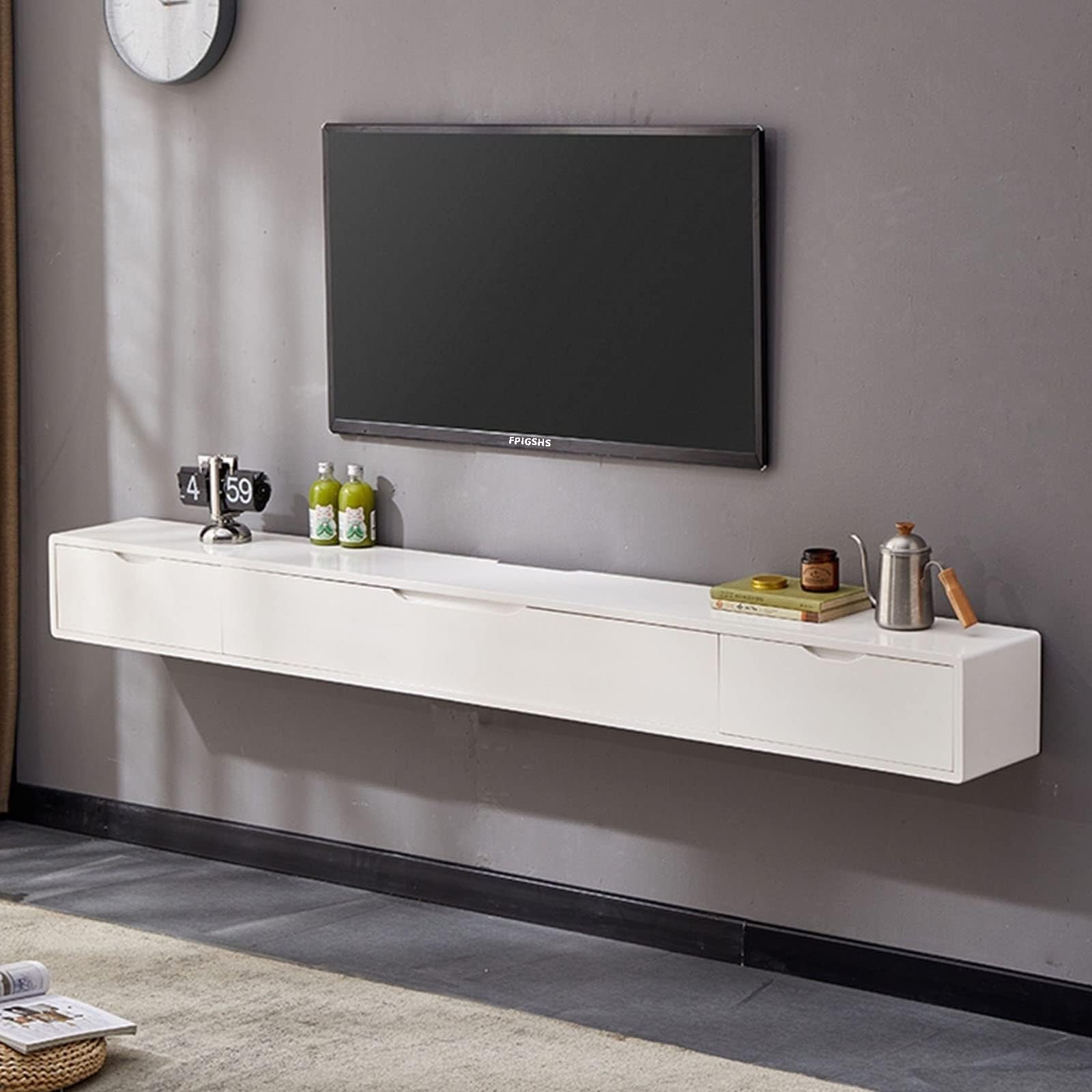 Amazon｜フローティングテレビ台 - テレビ ローボード - 無垢材テレビ