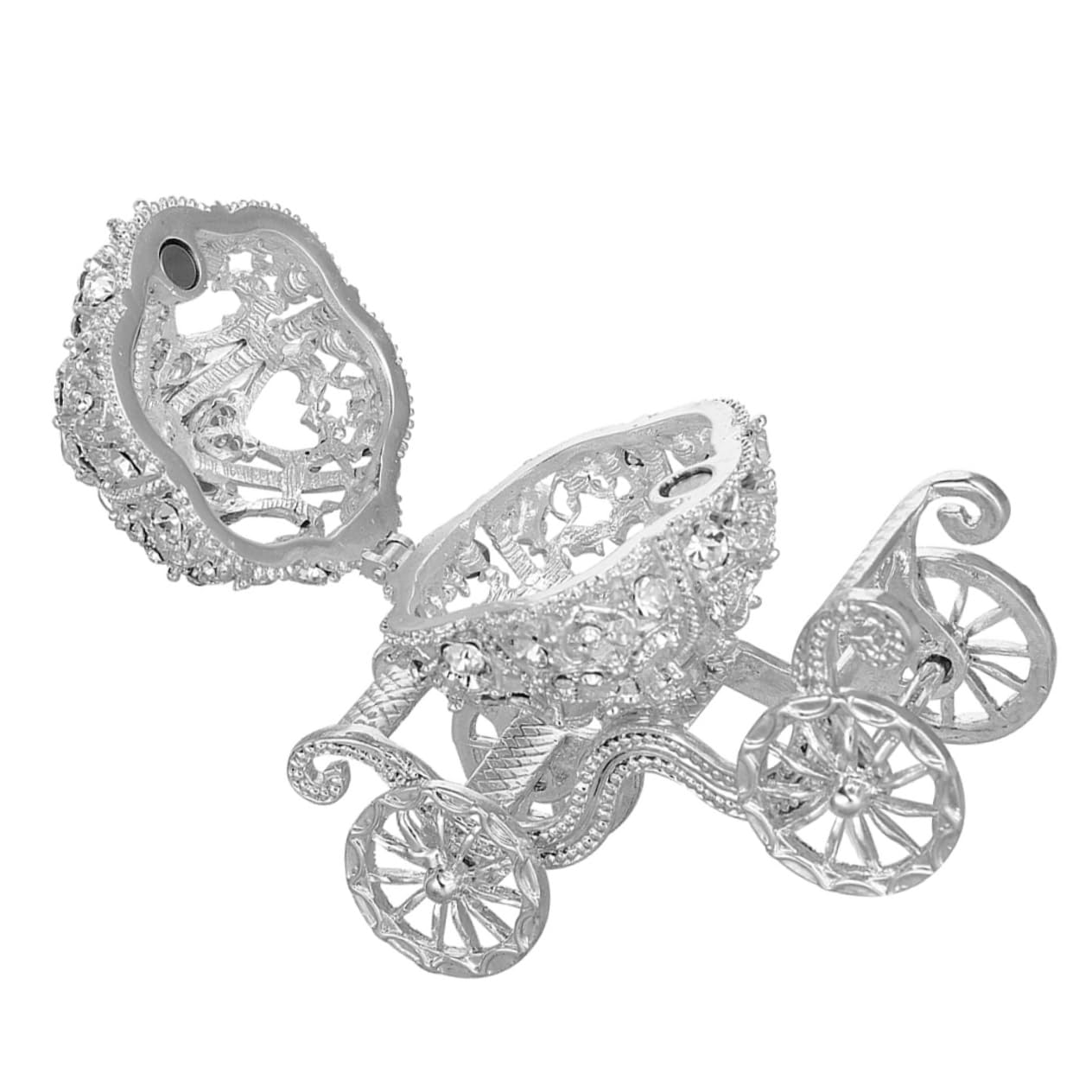 Rangement créatif bijoux carrosse argenté avec boîte à bibelots déco élégante maison