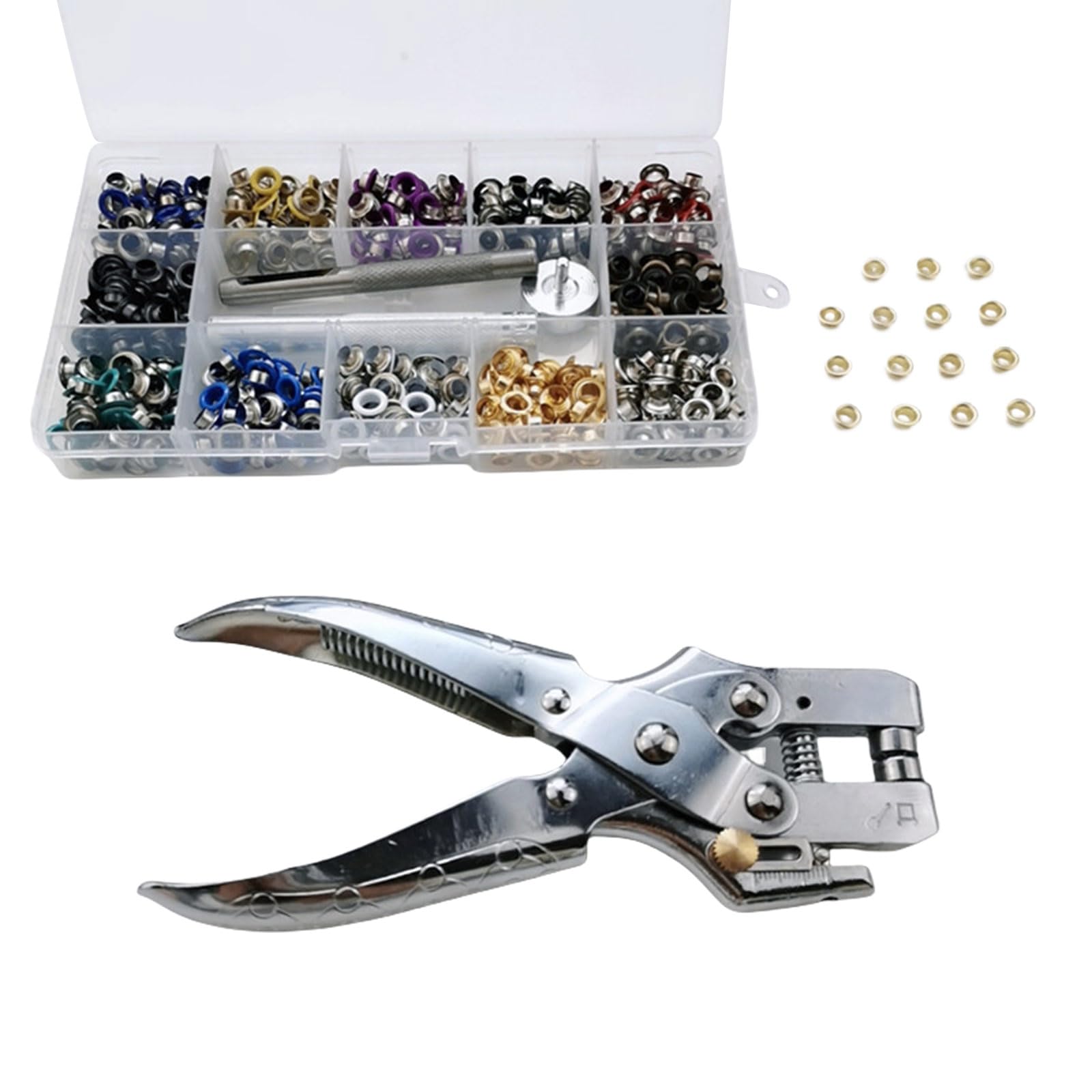 PANGBOER Set di pinze per occhielli con strumento di installazione, diametro interno 5 mm, 700 pezzi, 12 colori