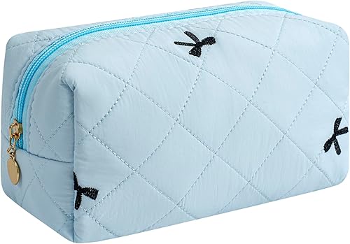 Miniatura 28 de Bolsa de maquillaje de viaje para mujeres y niñas, bolsa de maquillaje con cremallera, flores florales, organizador de maquillaje, bolsa de tela de