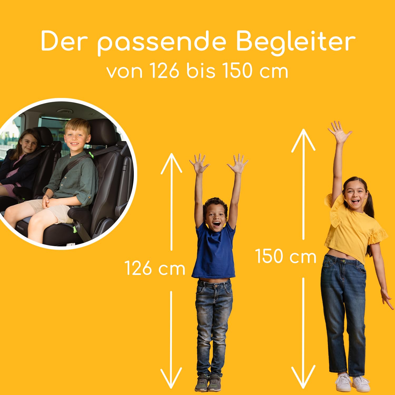 Osann Junior Gurtfix, podwyższenie fotela samochodowego dla dzieci, bez Isofix 126-150 cm (ok. 15-36 kg), siedzisko i-Size