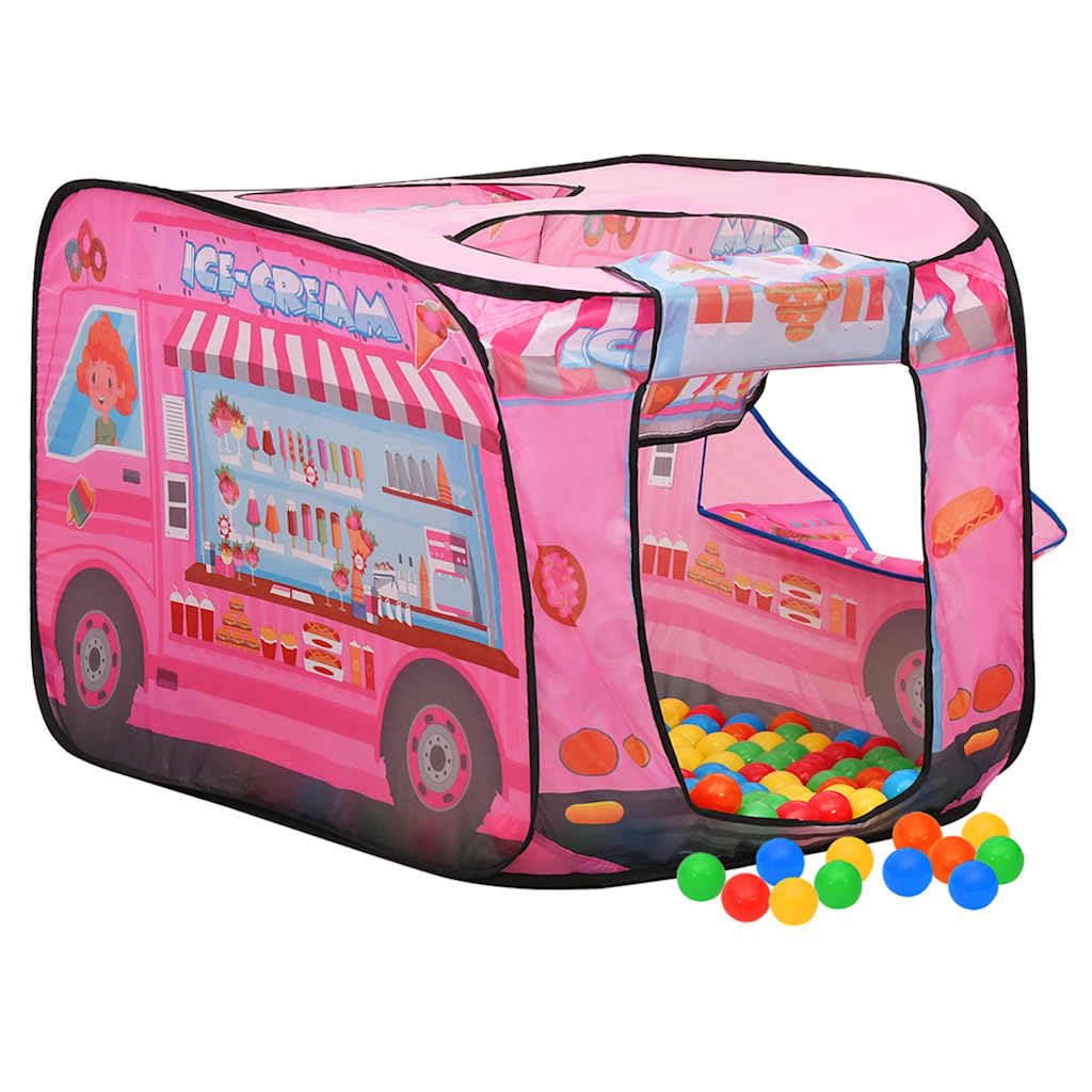 Kinder-Spielzelt mit 250 bunten Bällen, rosa Polyester, 70x112x70 cm, Pop-up Kinderzelt für Indoor und Outdoor, ideal als Krabbeltunnel, Spielhaus, Fantasie und Rollenspiel