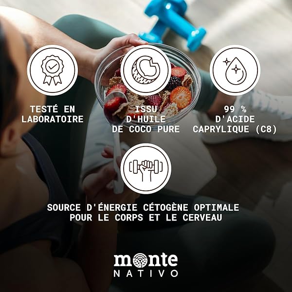 MCT Huile C8 Monte Nativo 500 ml – Huile de coco pure liquide – MCT Huile C8 pour un régime céto – Sans ingrédients indésirables – Parfait pour le café Bulletproof Coffee et le smoothie kéto - 4