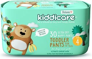 Kiddicare Baby Deluxe Toddler Diaper Nappy Pants, Size 4, 30 Count, Leakage Protection, 10-14 kg, Anti Rash, 12 Hours Absorption, Cottony Soft Ultra Fast High Absorb Technology (Pack of 1)