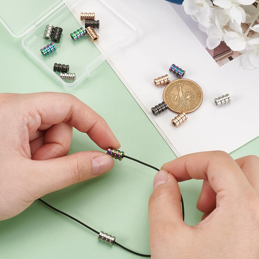 UNICRAFTALE 16pcs 4 Colors Paracord Bead Set - Stainless Steel Tube & Spacer Beads, 3mm Hole, 9x6mm - DIY Bracelet & Necklace Jewelry Making - Image 4