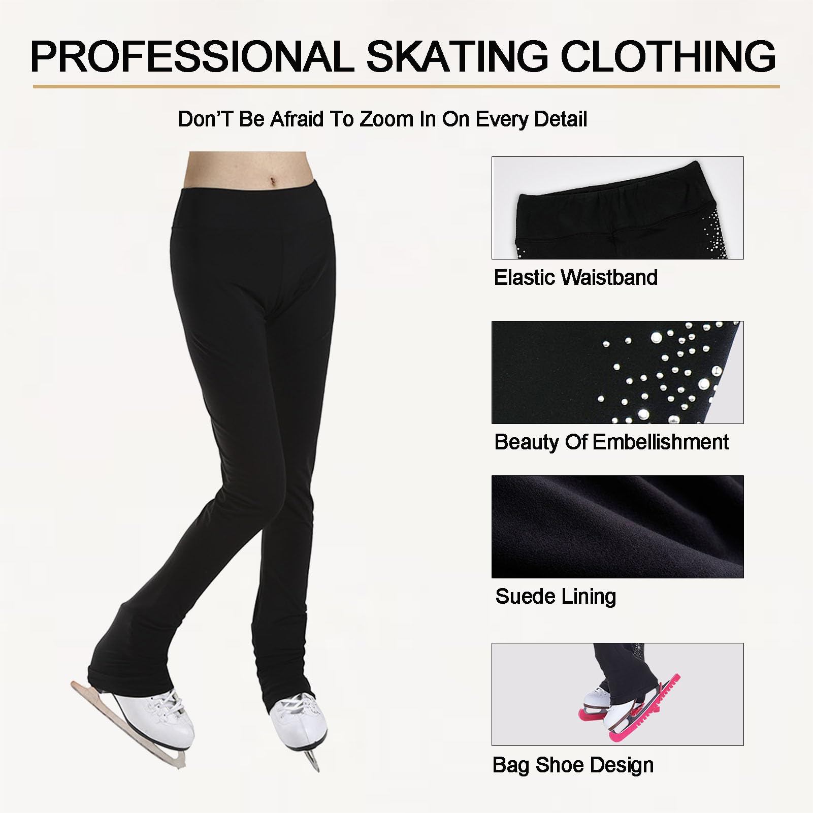 Pantaloni Pattinaggio Artistico Termici Foderati - Leggings Rosa Rossa Per Ragazze E Donne