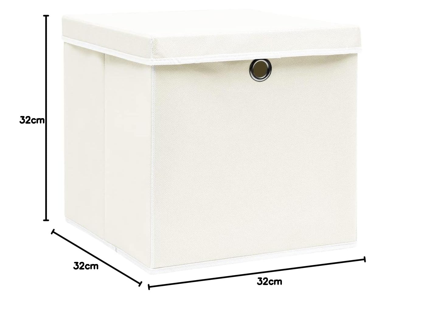 4 Stück Aufbewahrungsbox Mit Deckel 32X32X32 cm Faltbox Mit Fingerloch Storage Boxes Faltbarer Organizer Box Aufbewahrung Aufbewahrungskiste Stoff Aufbewahrungsbox Weiß Vliesstoff