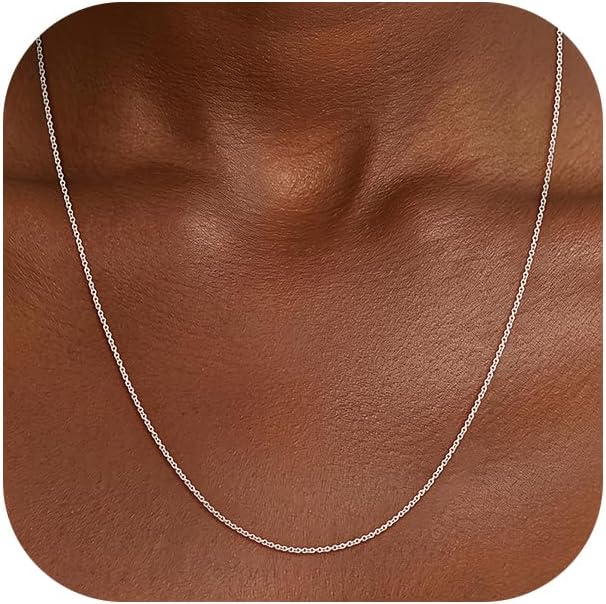S925 Sterling Silver Chain for Women, 1.1mm Sterling Silver Cable Necklace Thick Sturdy Colourfast Necklaces Jewelry for Women 16/18/20/22 Inch
