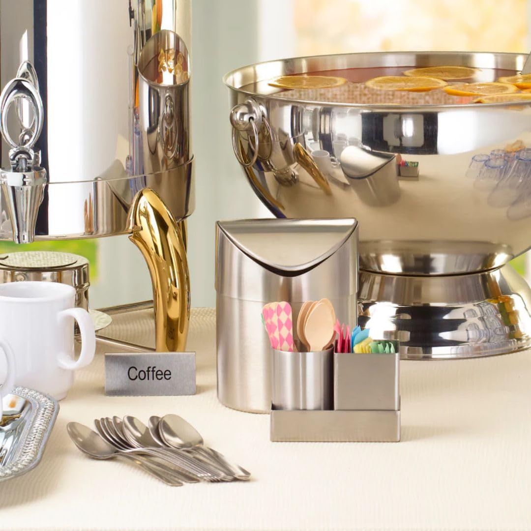 Soro Essentials- 3 Piece Set Stainless Steel Sugar Packet Holder- Round & Square Sugar Packet Holder Cafe Tabletop Metal Straws Holder Sugar Caddy Packet Organizer Condiments Salt Sweeteners Tea Bags