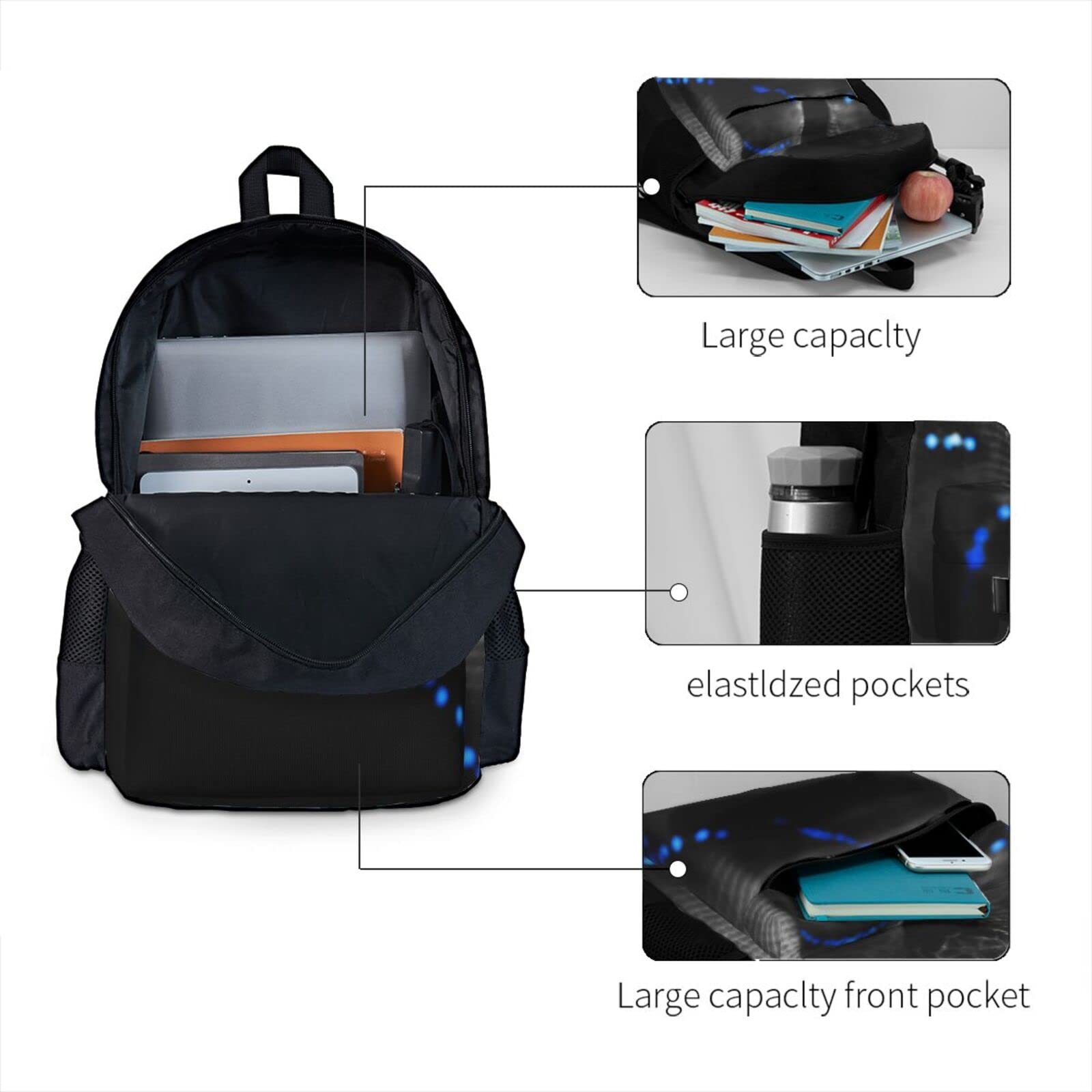 Sac à dos serpent 3D pour homme et femme - Sac à dos de voyage, de sport, d'école pour enfants, filles, garçons, noir, Noir , taille unique
