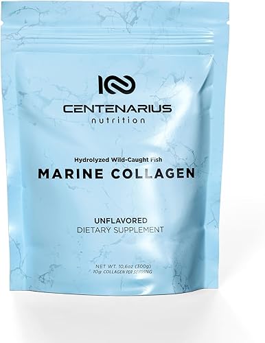 Centenarius Nutrition Péptidos de colágeno marino hidrolizados - Polvo de colágeno marino capturado en la naturaleza que apoya la piel saludable,