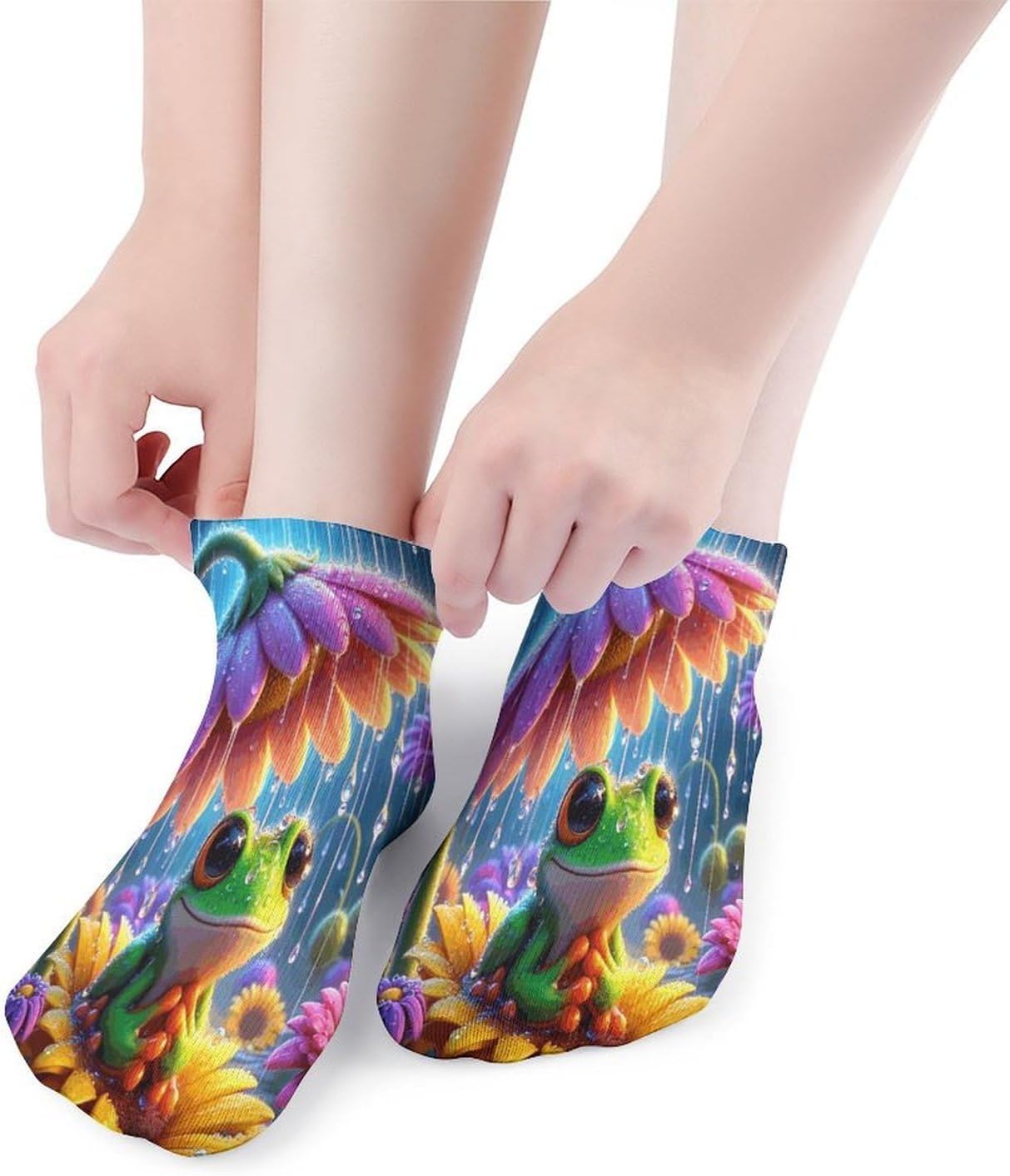 Little Frog on The Flower 5Pairs Low Cut Ankle Socks for Women No Show Casual Breathable Athletic Socks for Sport