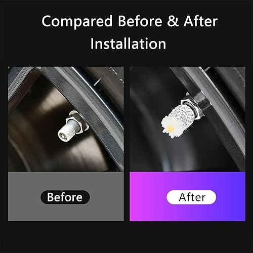 Miniatura 3 de Paquete de 4 tapas de vástago de válvula de cristal con diamantes de imitación a prueba de polvo, universales para automóviles, camiones y